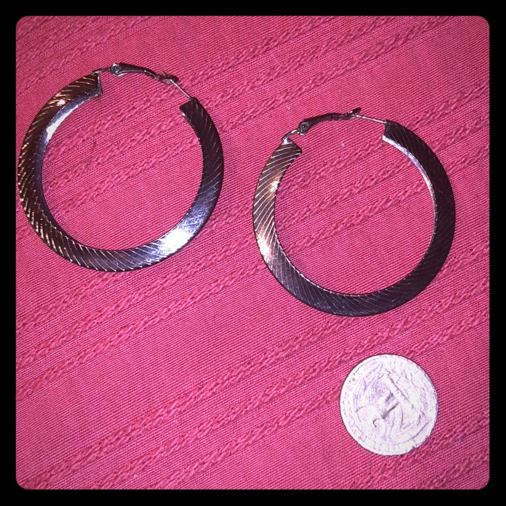 🌸Textured chrome big hoop earrings